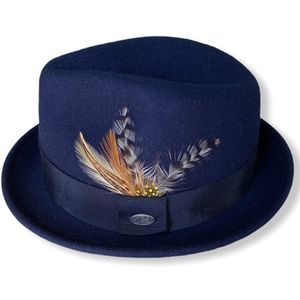 Bailey of Hollywood Breed Collection Blue Wool Fedora with Feathers